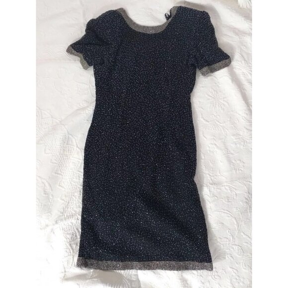 Vtg. Stenay MidCentury Style Silk Shell Beaded Formal Cocktail Midi Dress Sz 8 - Picture 14 of 16